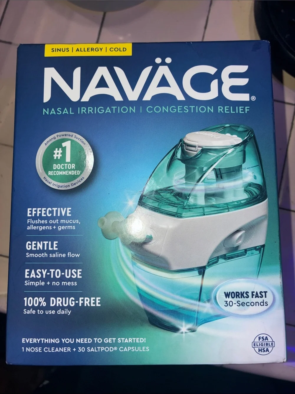 Nasal Irrigation & Congestion Relief Device - Teal/White